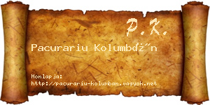 Pacurariu Kolumbán névjegykártya